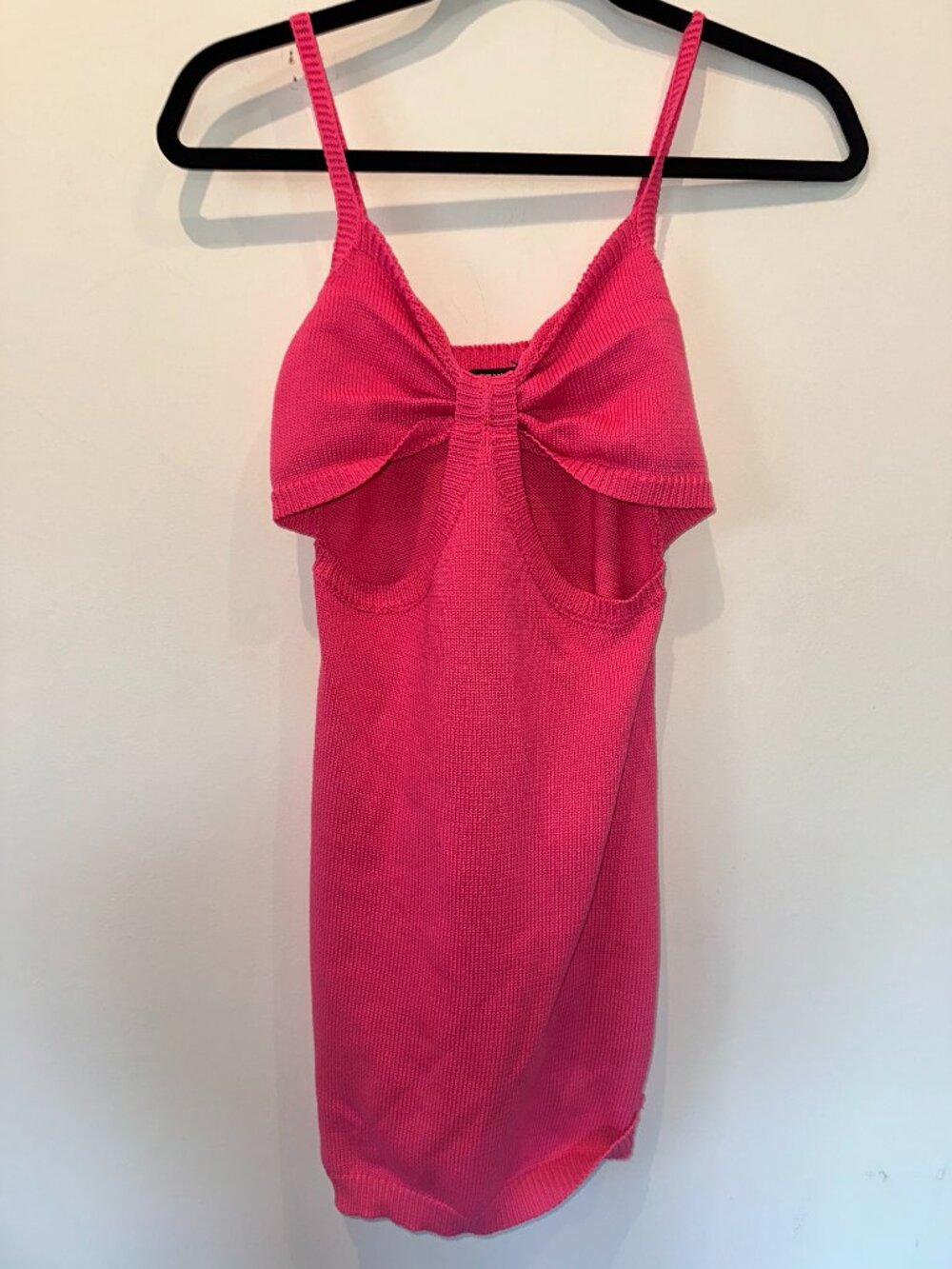 Shein Hot Pink Cut-Out Knit Bodycon Mini Dress